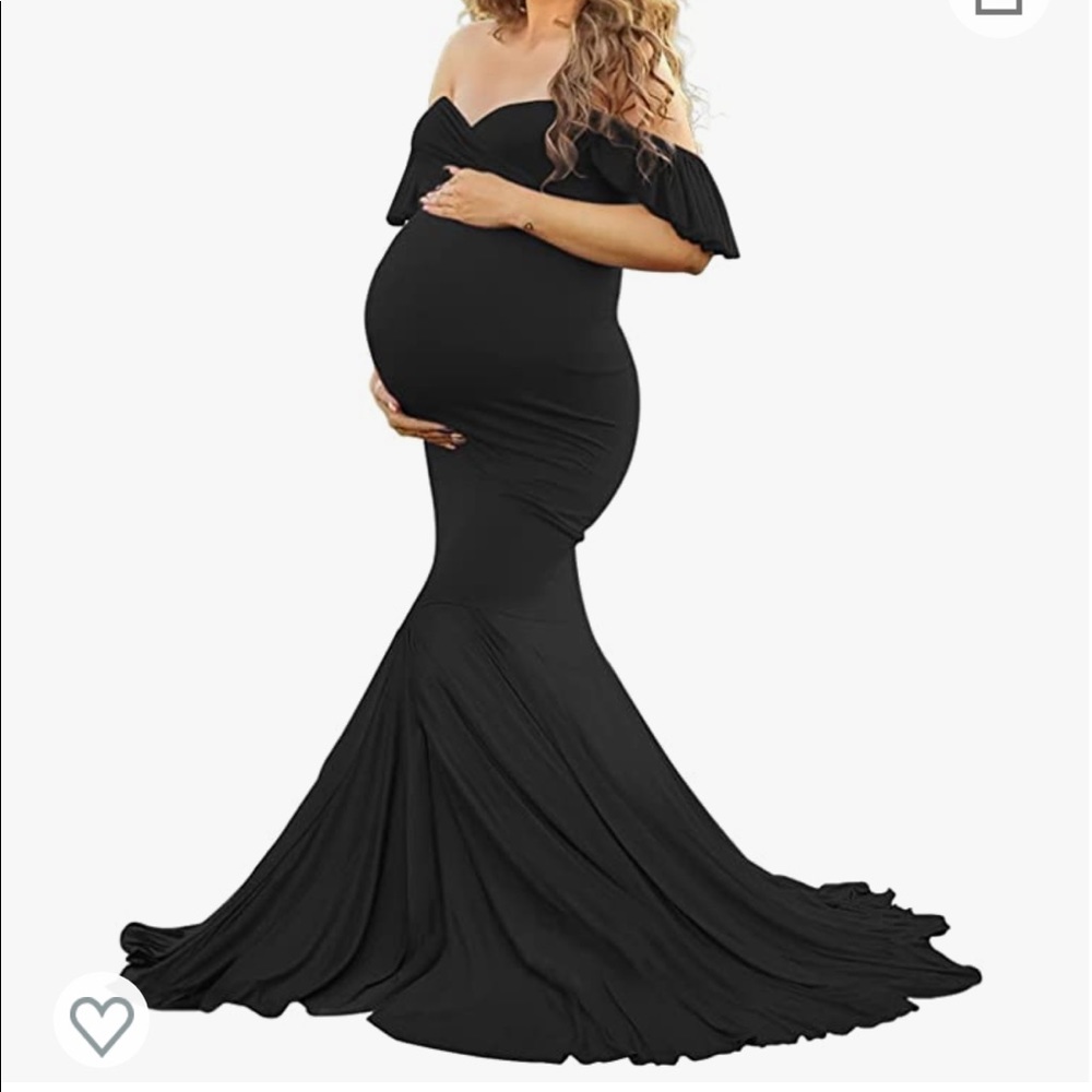 Black Flowy Maternity Photo Shoot Dress/Baby Shower Dress-Size M